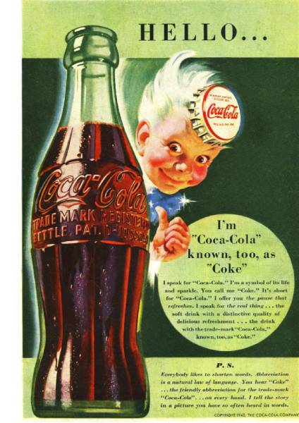 Yahoo!オークション - 185F 1942年のレトロ広告 コカコーラ Coca-Cola