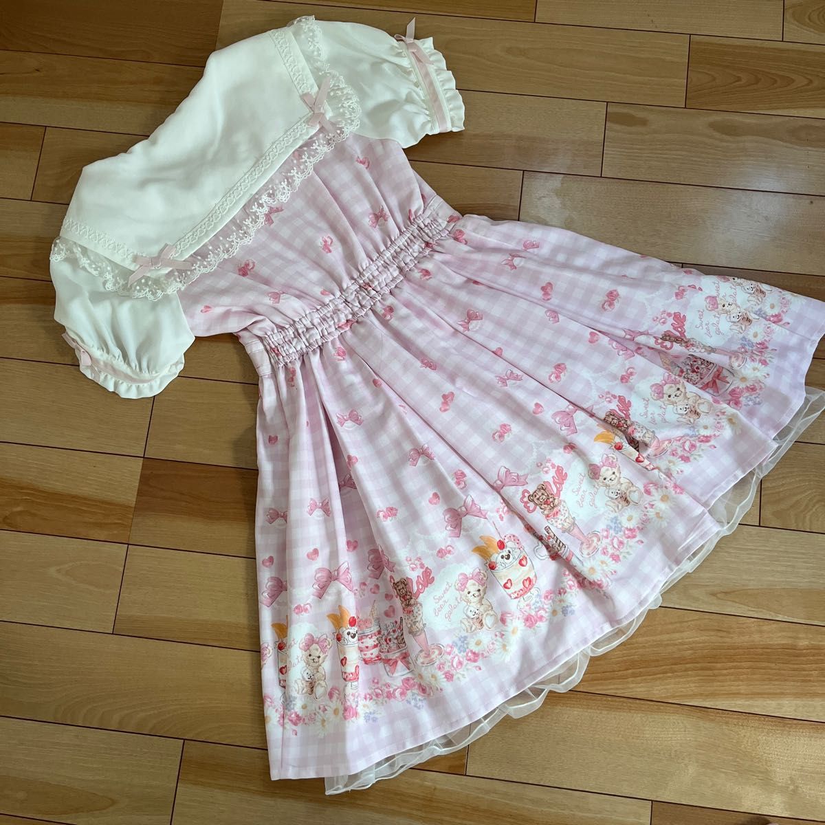 リズリサ LIZ LISA sweet bear gelatoワンピース クマ パフェ チェック