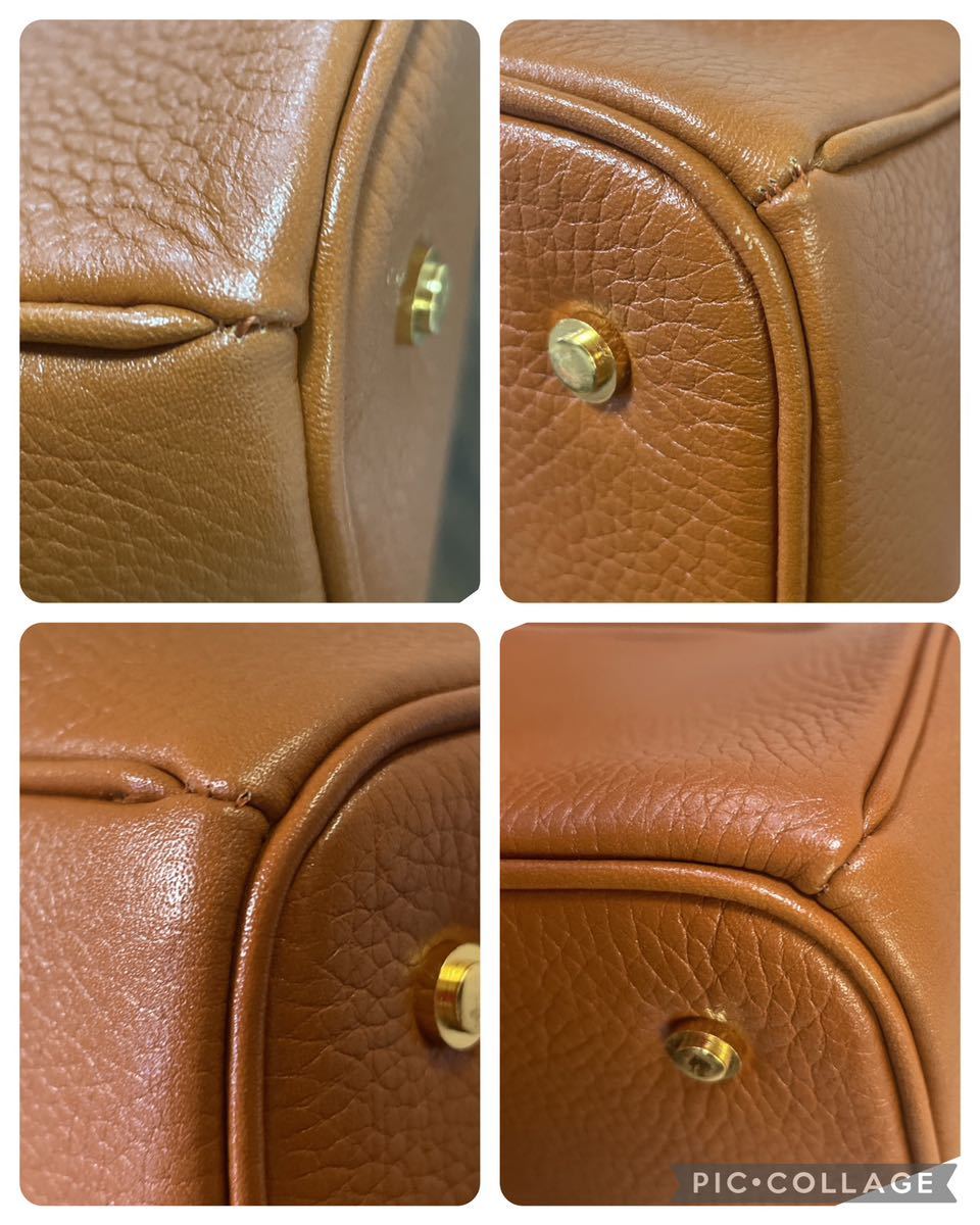 傳濱野 HAMANO オールレザー ハンドバッグ 皇室御用達 ブラウン 本革