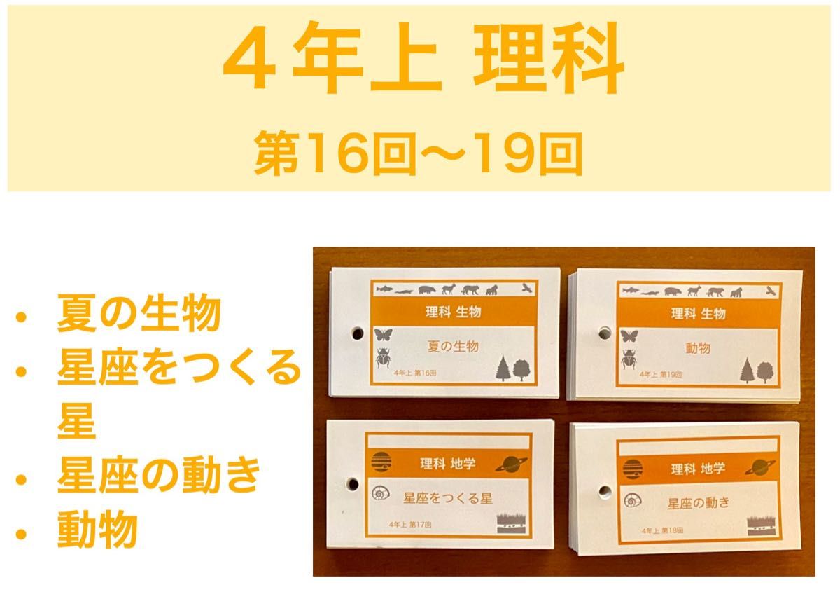 中学受験【4年上 理科16-19回】 暗記カード 予習シリーズ 組み分け