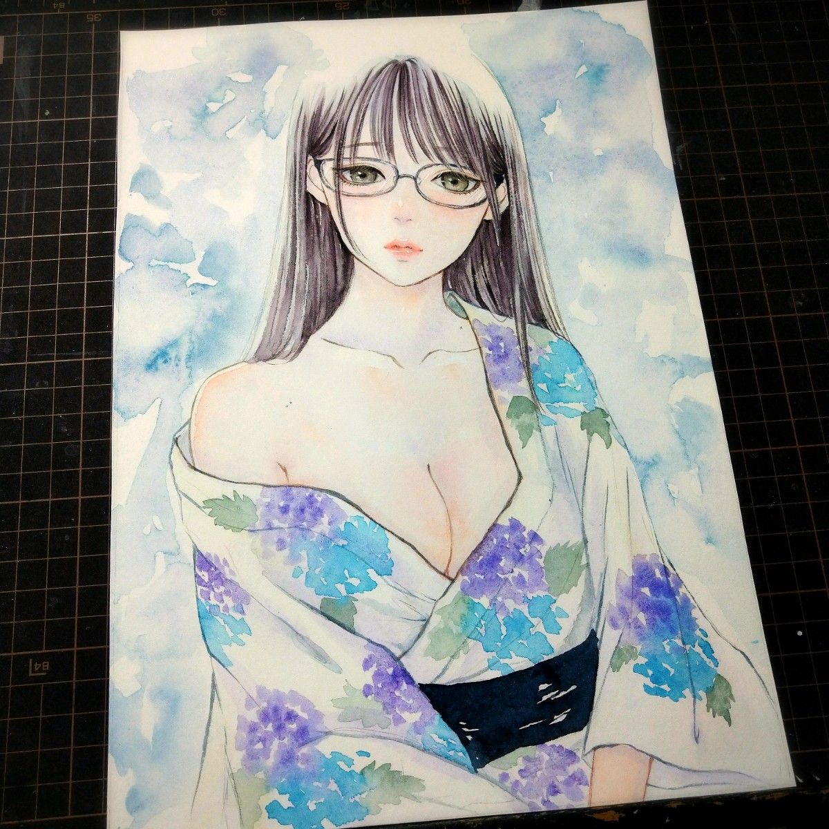 絵画 ドローイング 水彩画 肉筆原画 和装 美人画 肉筆原画