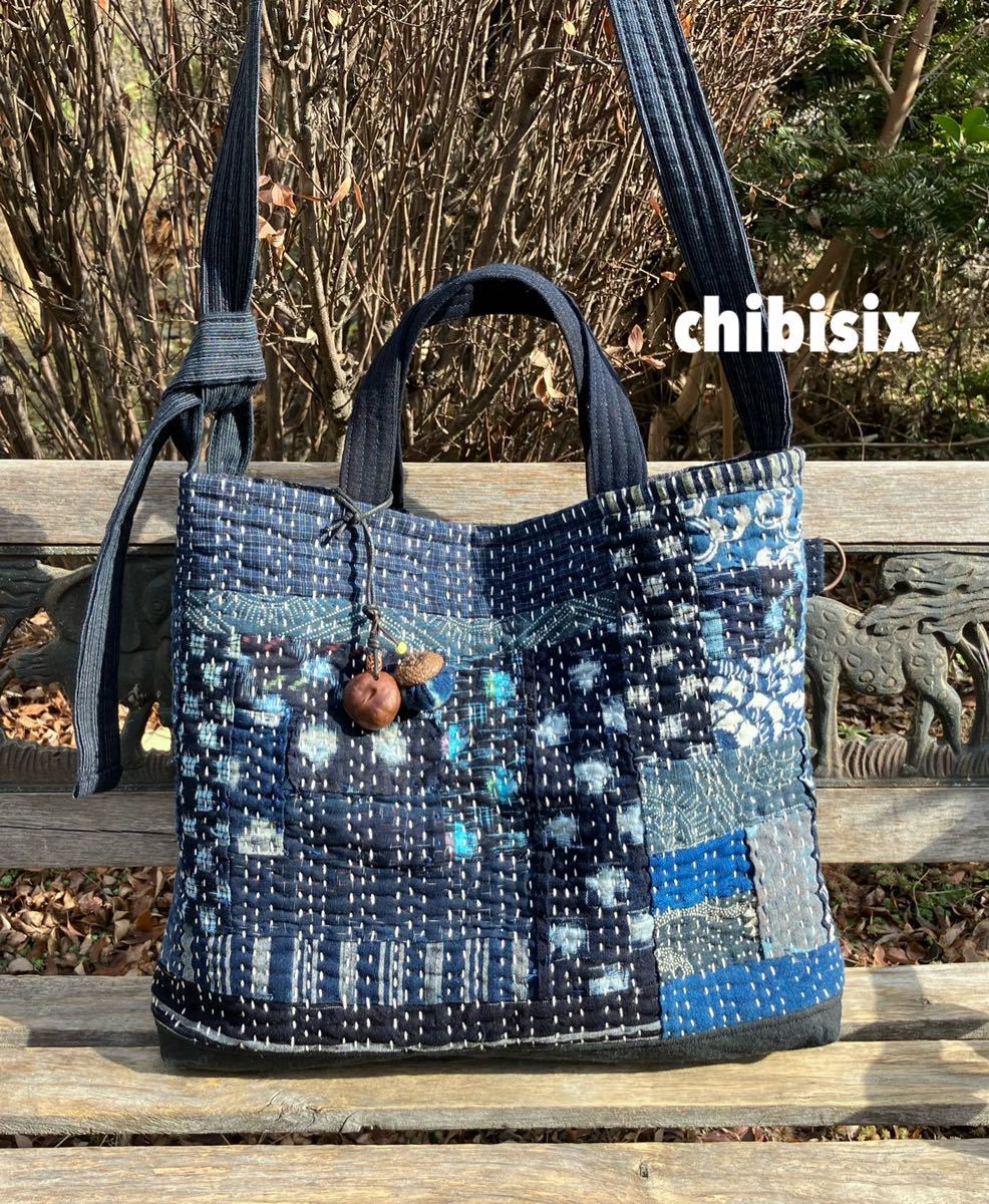 Yahoo!オークション - chibisix ハンドメイド 古布 バッグ 絣 型染め