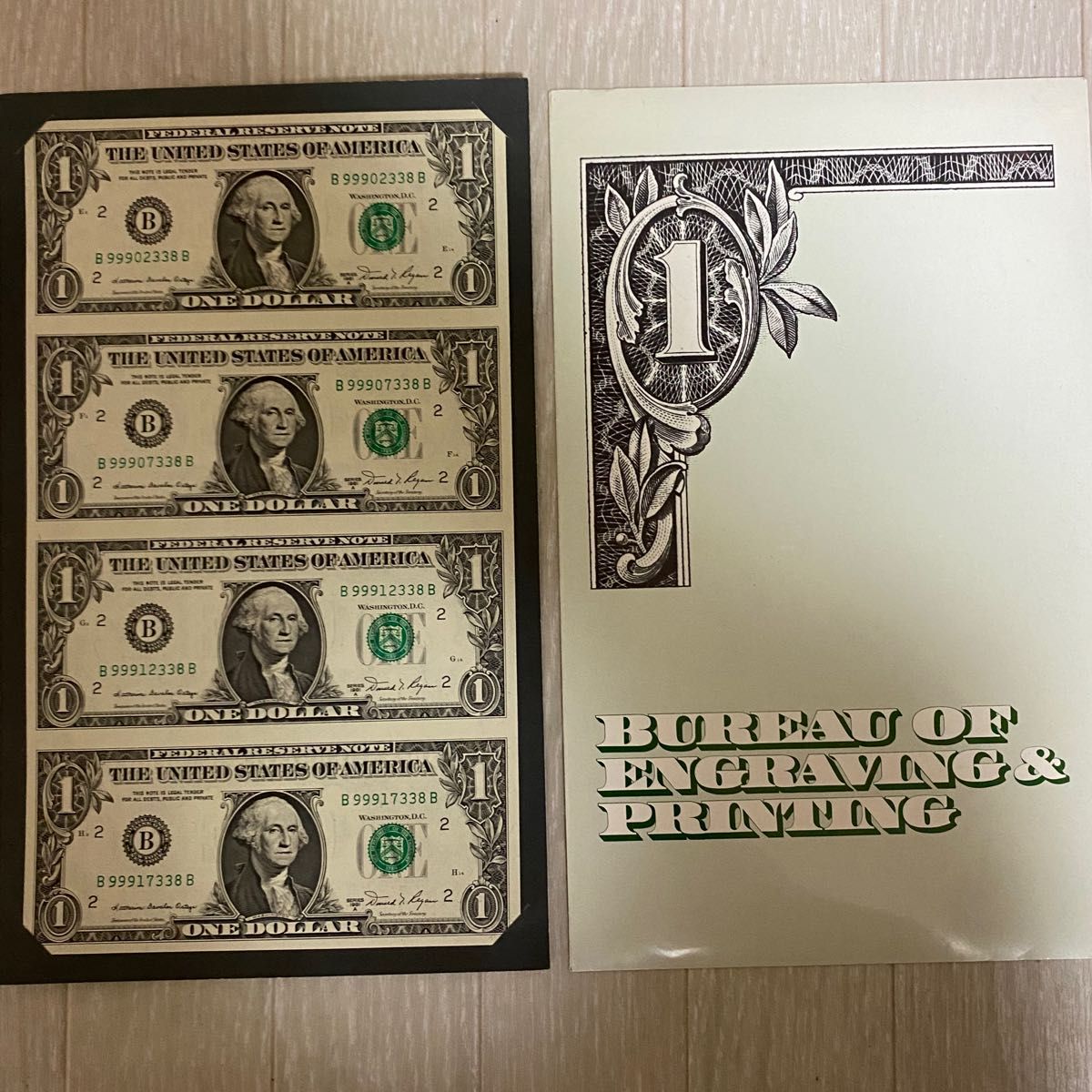 希少品・アメリカ1ドル札(米国1ドル紙幣) 4枚未裁断シート｜Yahoo