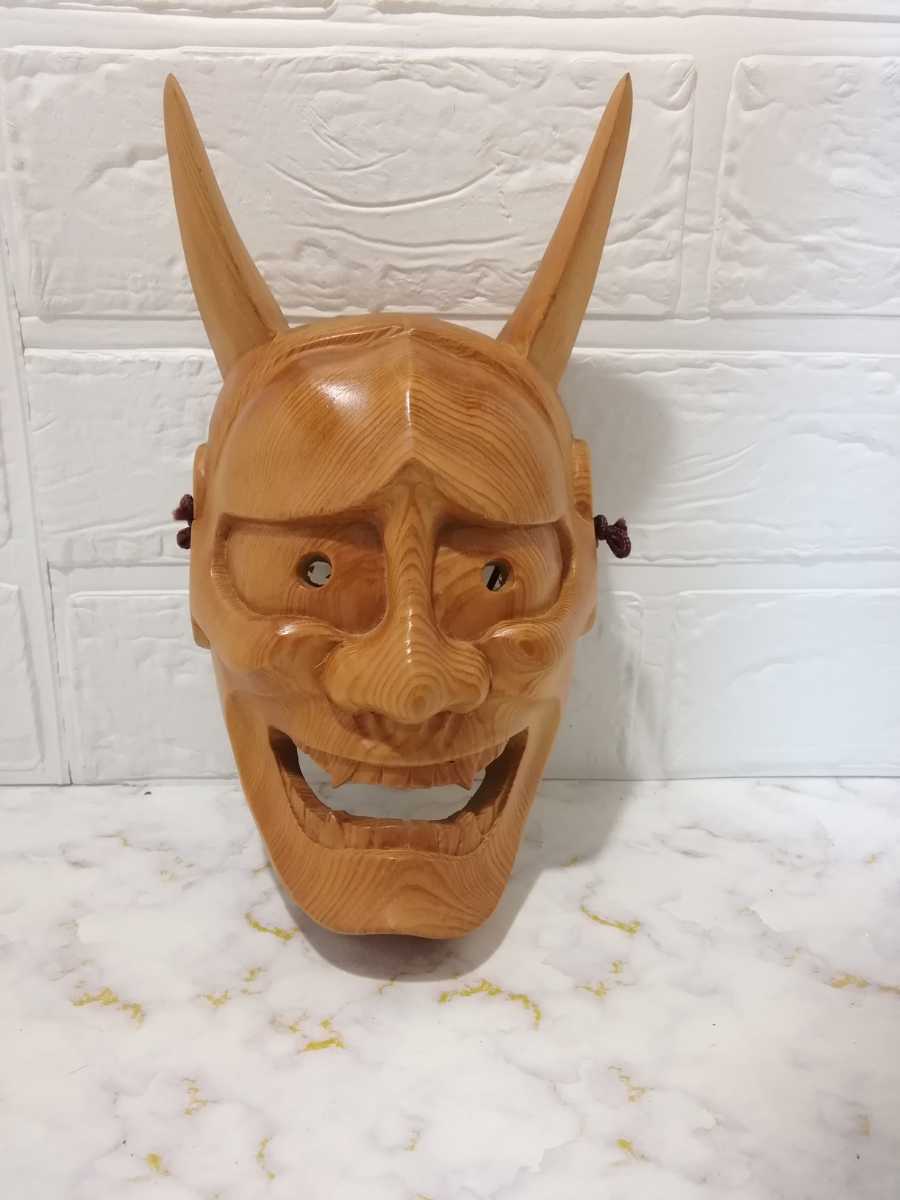 Yahoo!オークション - お面 木彫り 般若面 木製 鬼面 能面 神楽面 縁起
