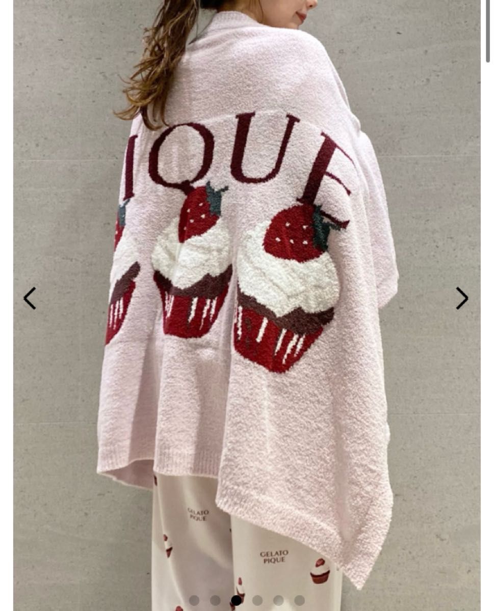 ジェラートピケ カップケーキ いちご ピンク モチーフジャガード