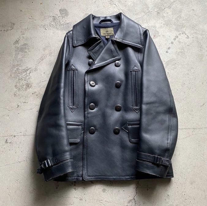 NIGEL CABOURN ナイジェルケーボン 牛革 レザーピーコート Pコート 黒
