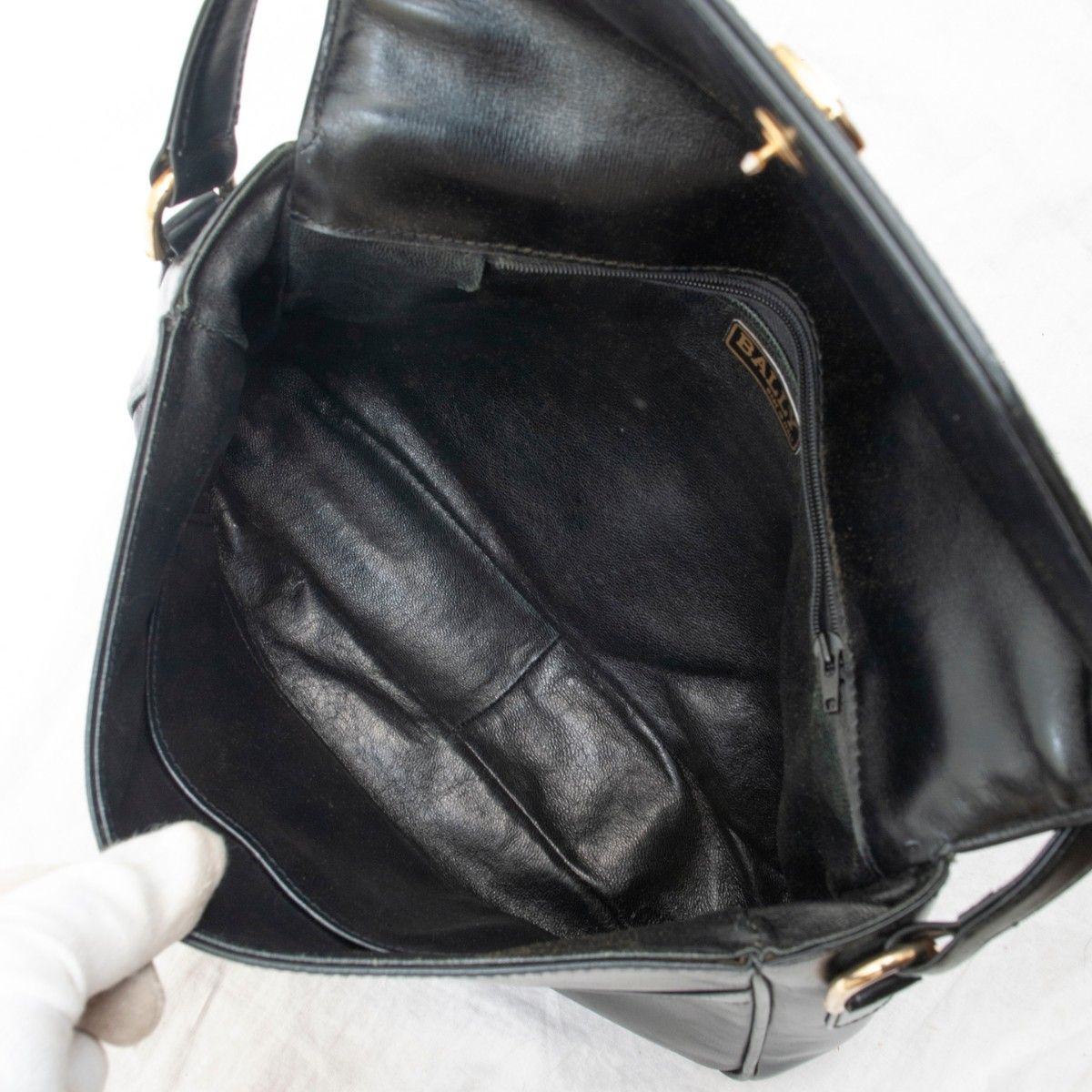 美品】BALLY(バリー) ヴィンテージ レザー ショルダーバッグ ブラック