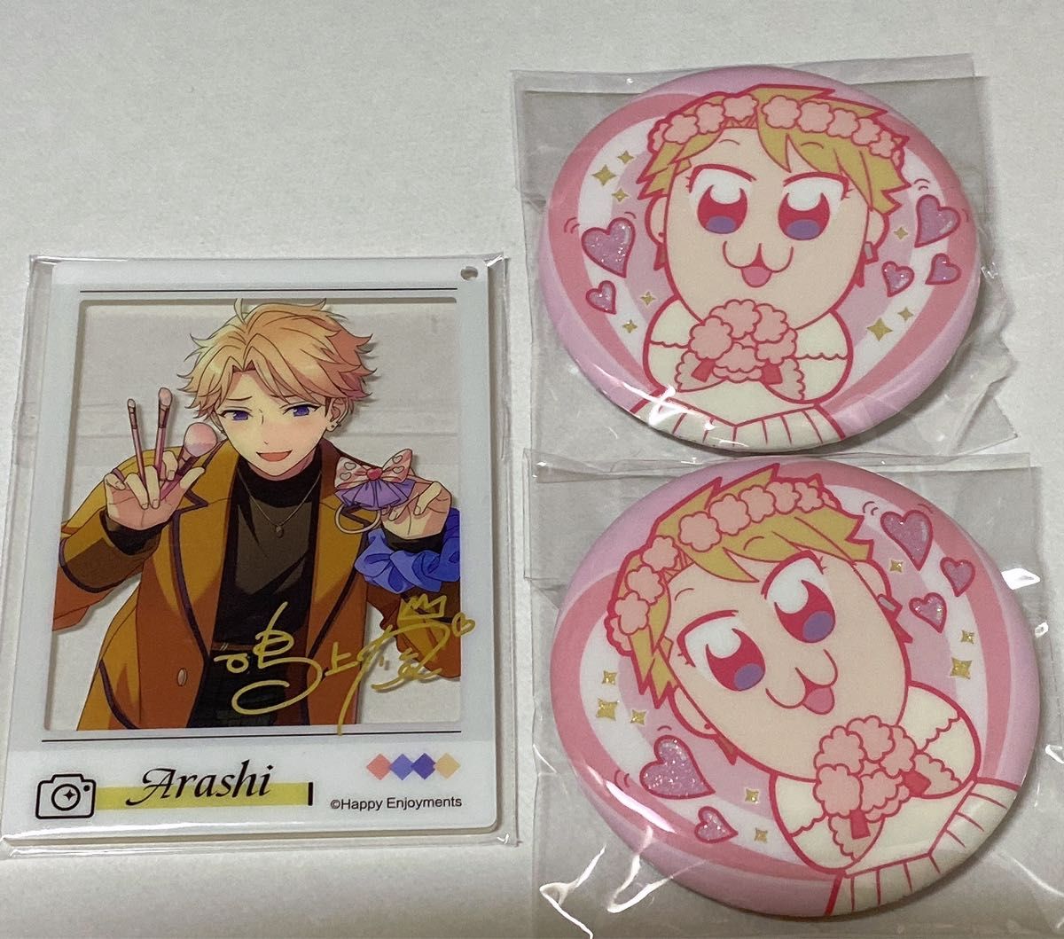 あんスタ 鳴上嵐 中国 出会いチェキ風アクリルカード ぶくスタ缶バッジ