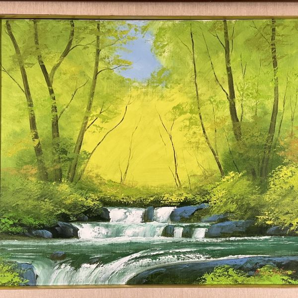 Yahoo!オークション - 真作保証 油彩 永田金吾 奥入瀬 美しい霜壮大風