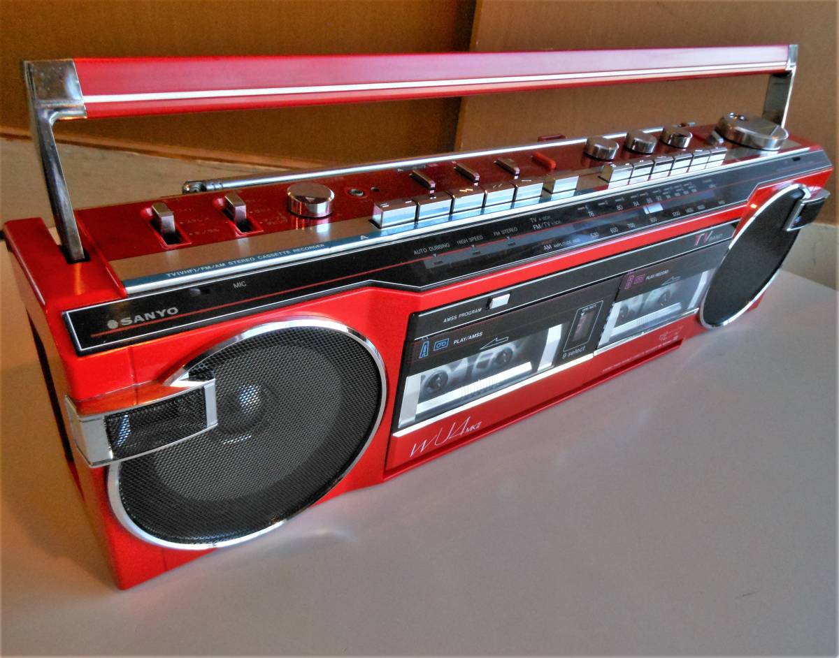 Yahoo!オークション - 80s SANYO 小型ダブルラジカセ WU4 mkⅡ 赤 元箱