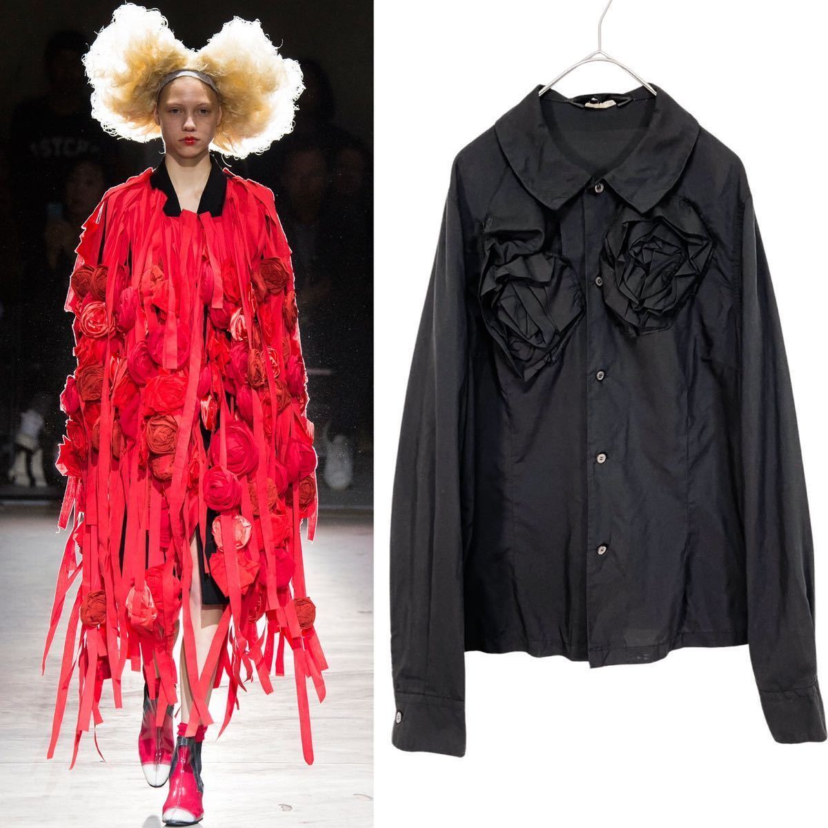 AD2014名作 コムデギャルソン 薔薇と血 立体薔薇装飾シャツブラウス