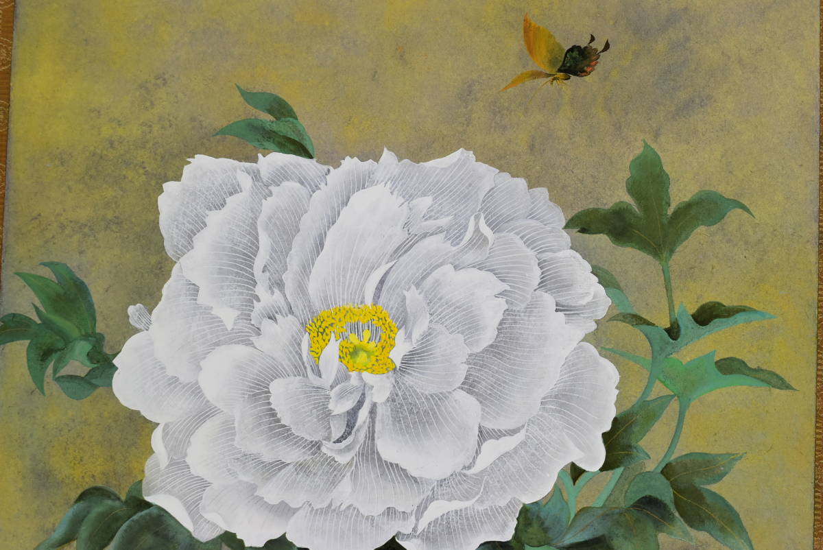 真作/秀峯/牡丹図//掛軸☆宝船☆AB-72