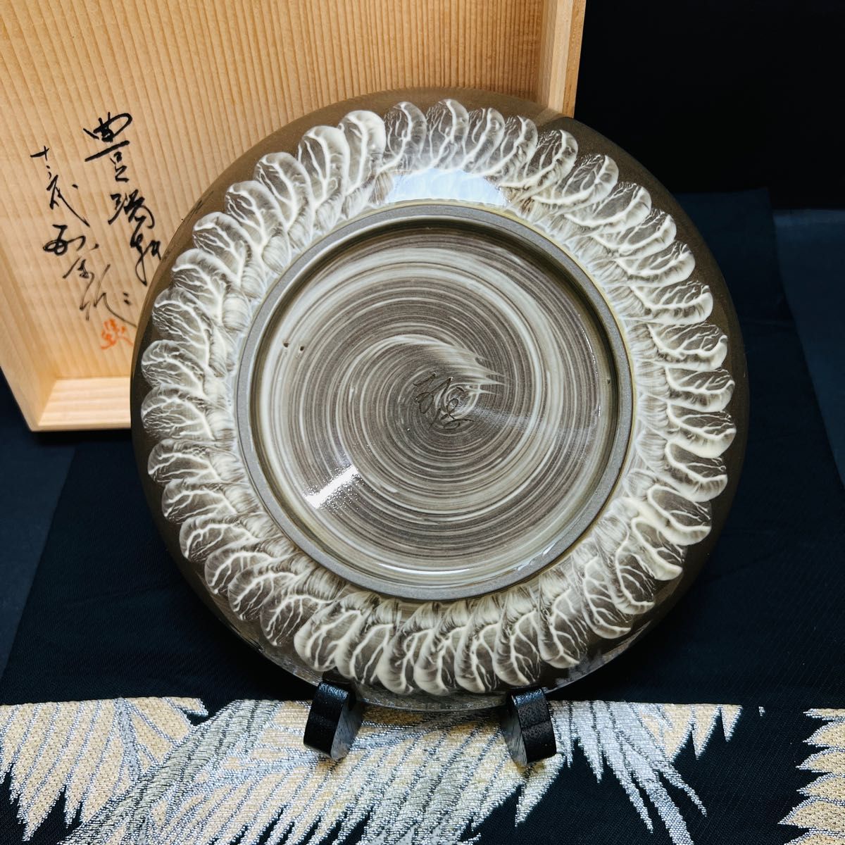 現川焼 臥牛窯 長崎県無形文化財指定 十三代横石臥牛 刷毛白鷺図 飾り