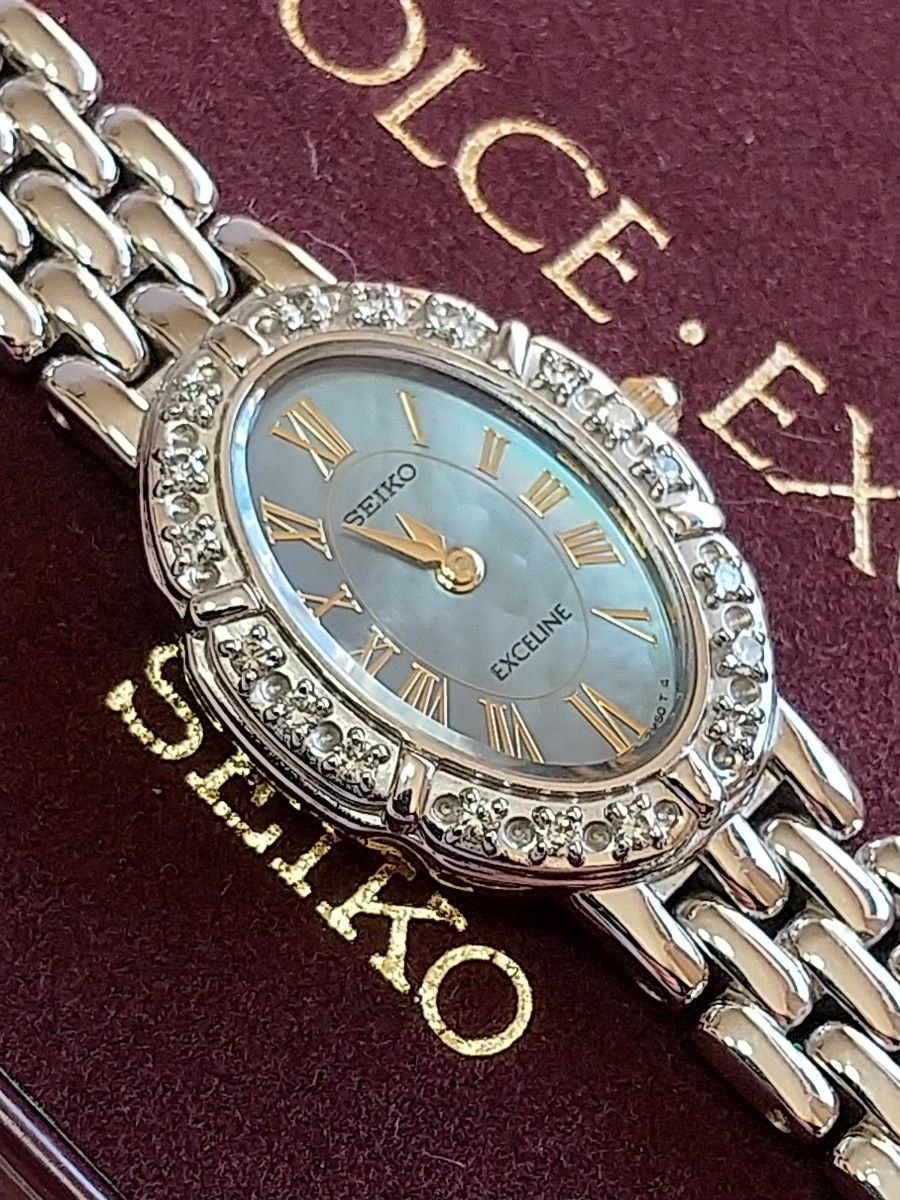 セイコー ドルチェ&エクセリーヌ 美品 シェル 18Pダイヤモンド