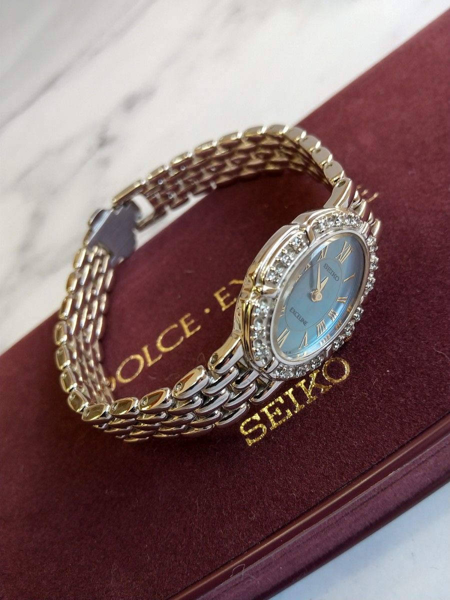 セイコー ドルチェ&エクセリーヌ 美品 シェル 18Pダイヤモンド