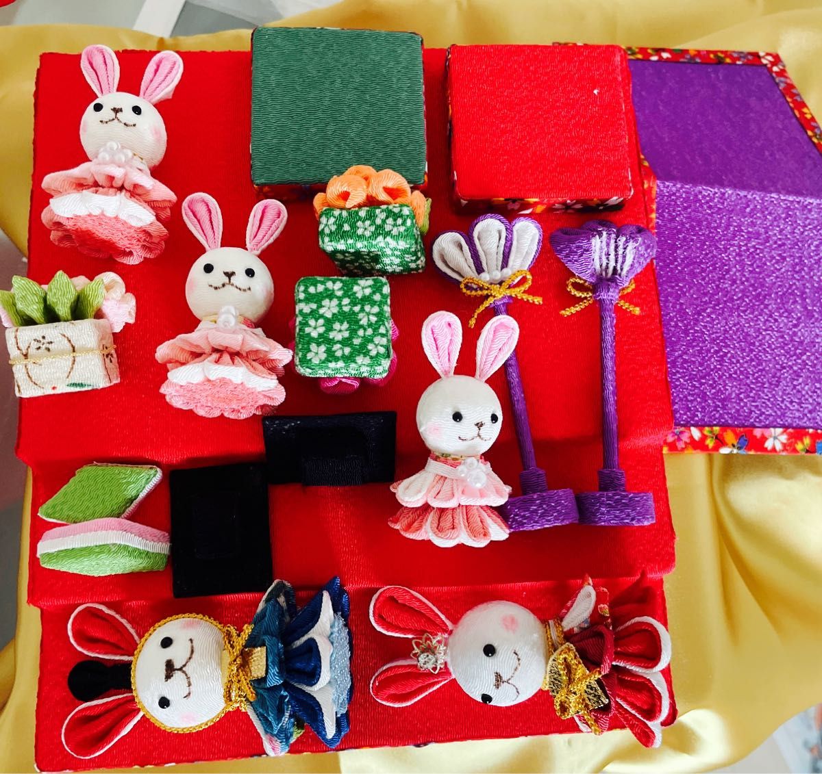 ラスト 3段飾り 雛壇 桃の節句 ひな祭り ちりめん細工 つまみ細工