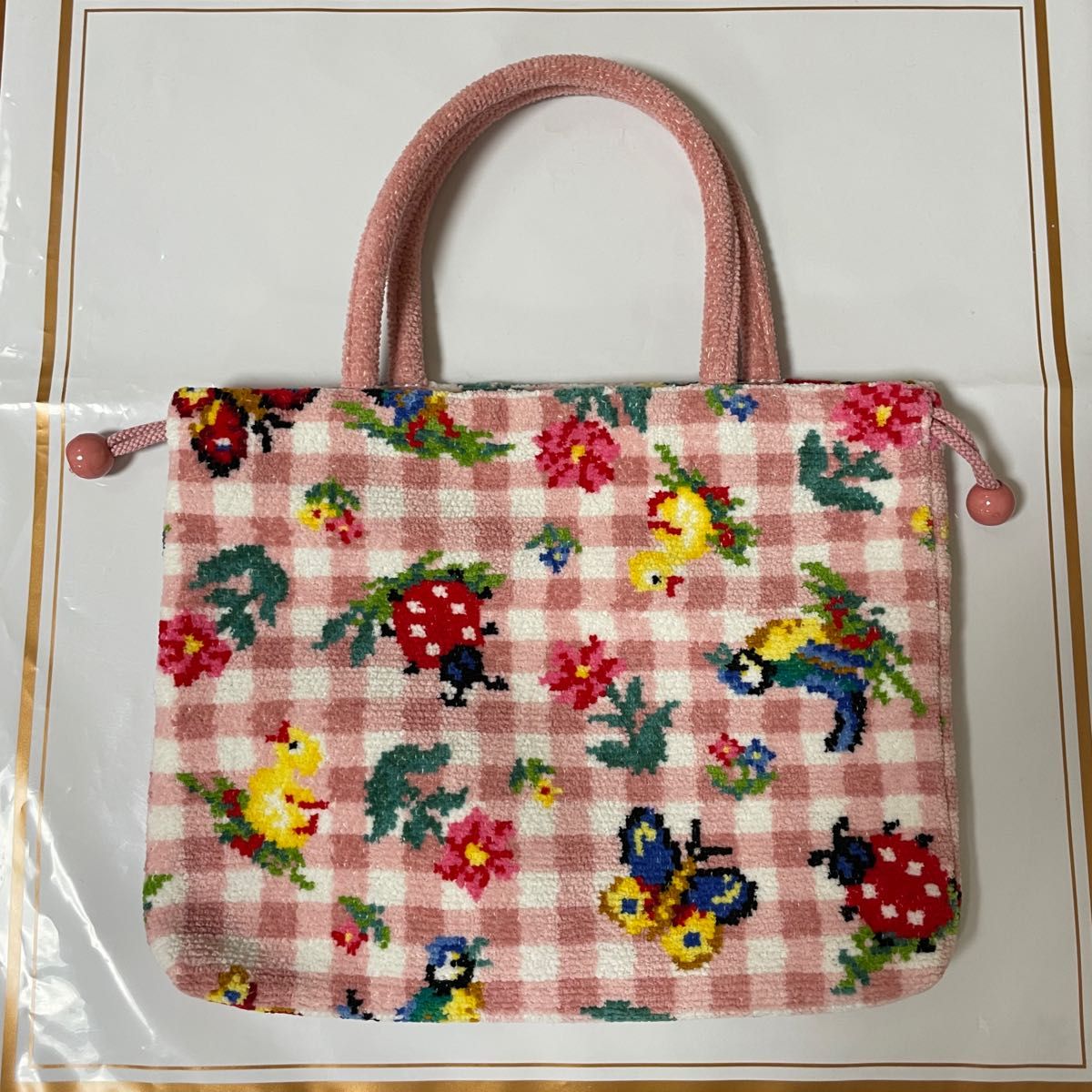 フェイラー ハイジ 手付き巾着 ハイジチェック ピンク｜Yahoo!フリマ