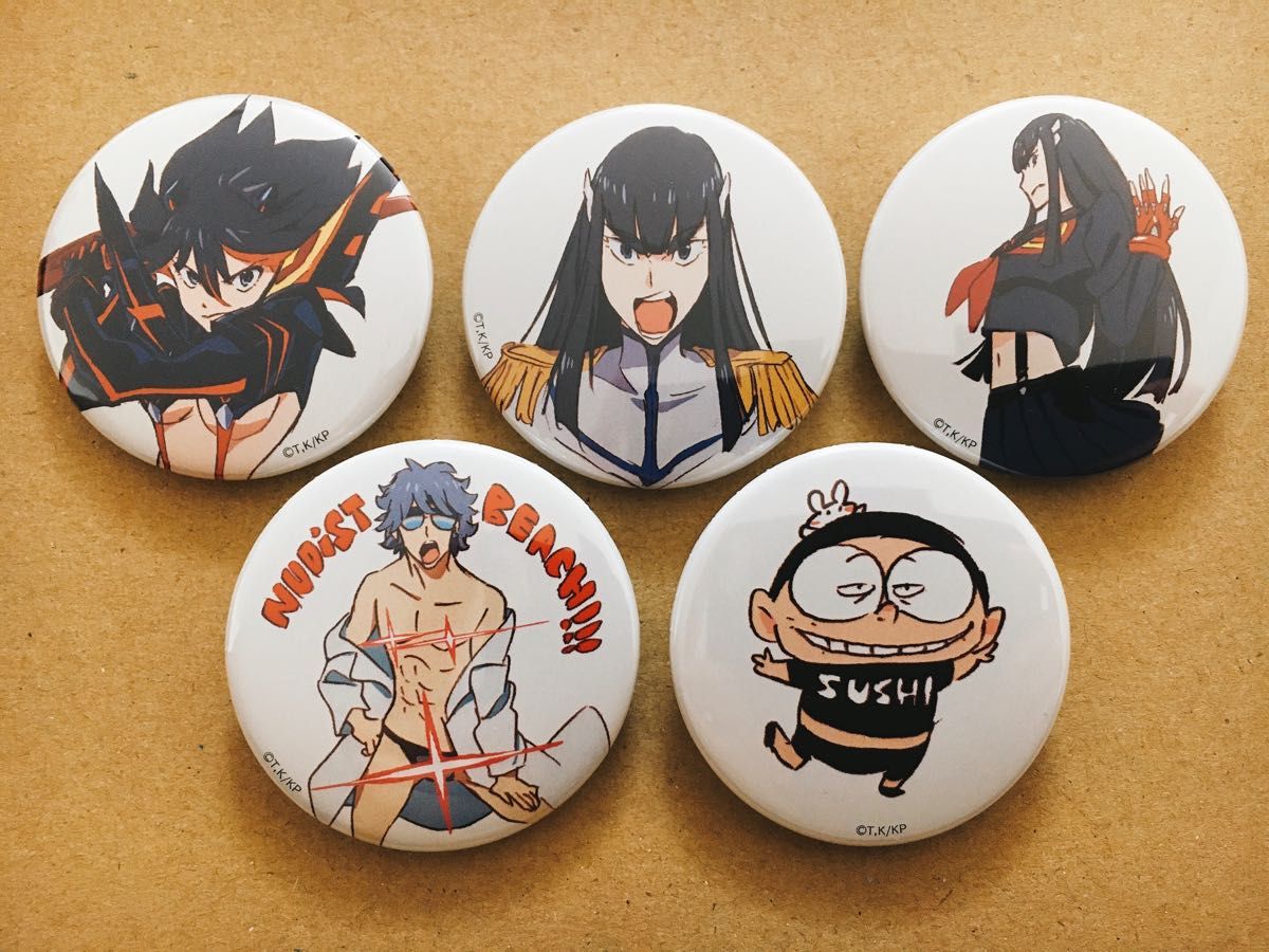 すしお万博 缶バッジ 5個 キルラキル 纏流子 鬼龍院皐月 美木杉愛九郎