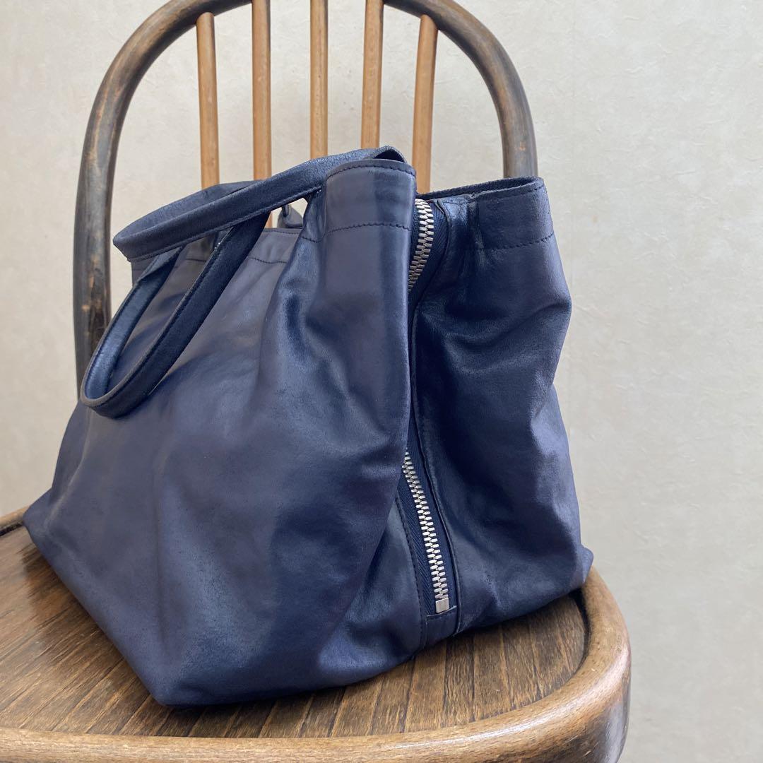 JIL SANDER NAVY（ジル サンダー ネイビー）レザー トートバッグ
