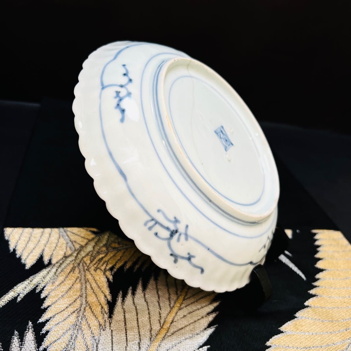 古伊万里 藍柿右衛門『渦福』染付 輪花型皿 1枚 江戸中期 骨董｜Yahoo