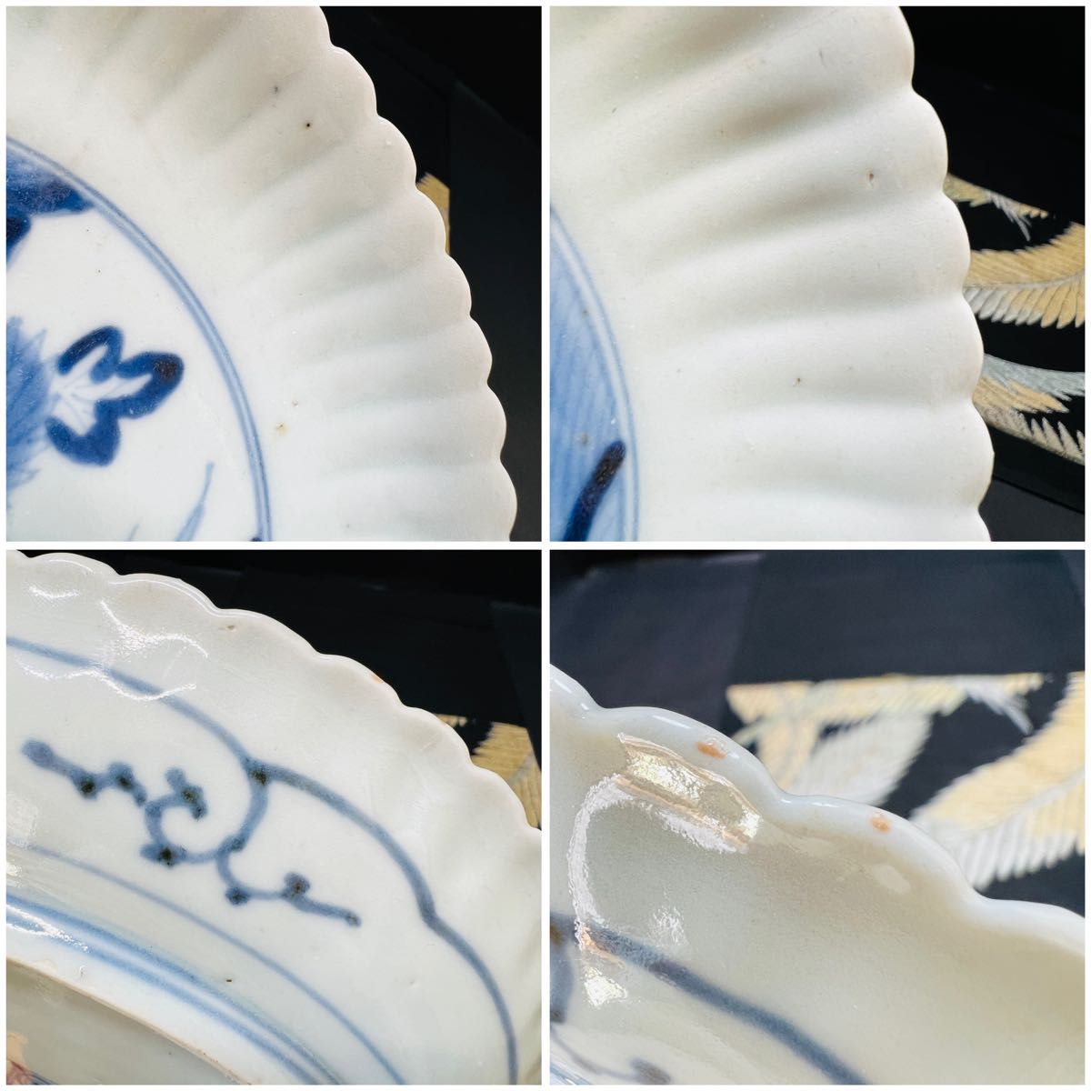 古伊万里 藍柿右衛門『渦福』染付 輪花型皿 1枚 江戸中期 骨董｜Yahoo