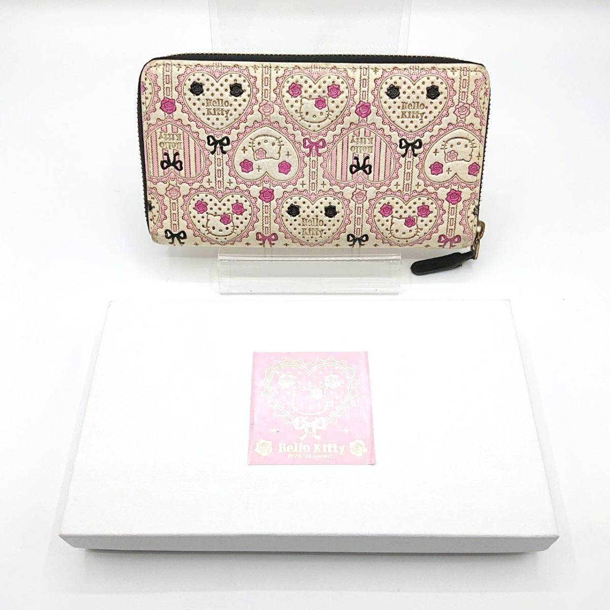 sanrio サンリオ 長財布 ハローキティ 浅草文庫 姫路革 ハート柄