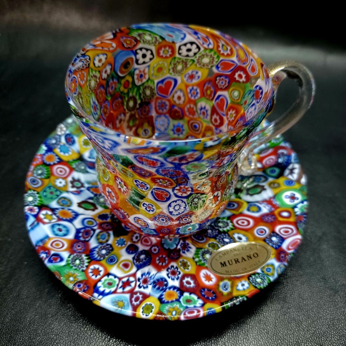 MURANO GLASS ムラノ ミルフィオリ イエロー グラス ヴェネチア