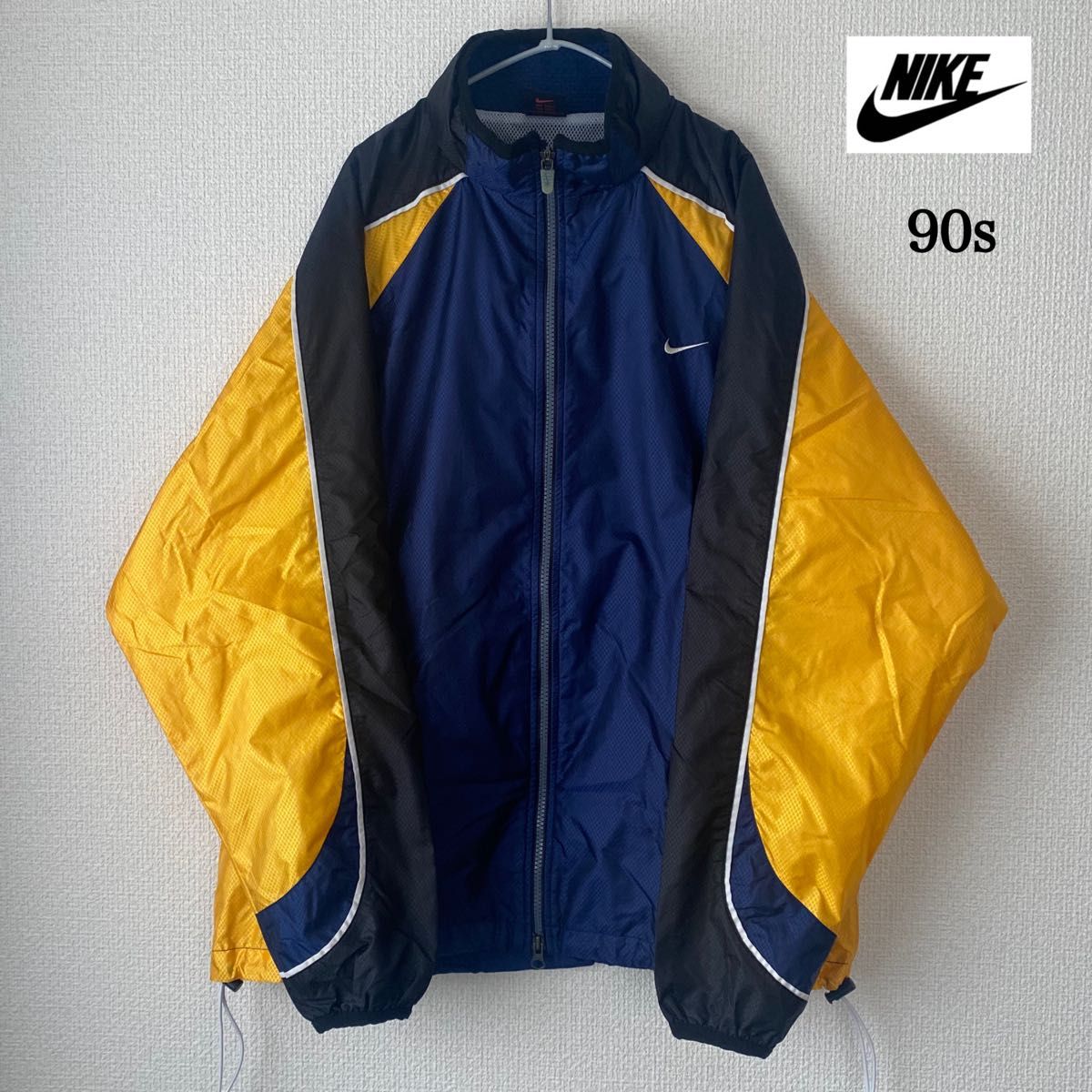 NIKE 90s バックロゴ刺繍 スウッシュロゴ刺繍 青 黄色 黒 ナイロン