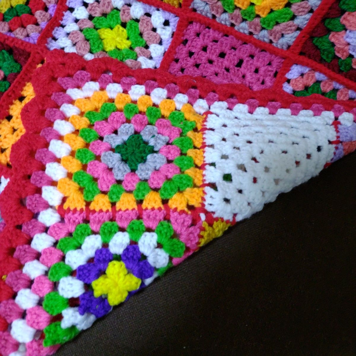 毛糸 モチーフ編み ソファーカバー マルチカバー ハンドメイド かぎ針