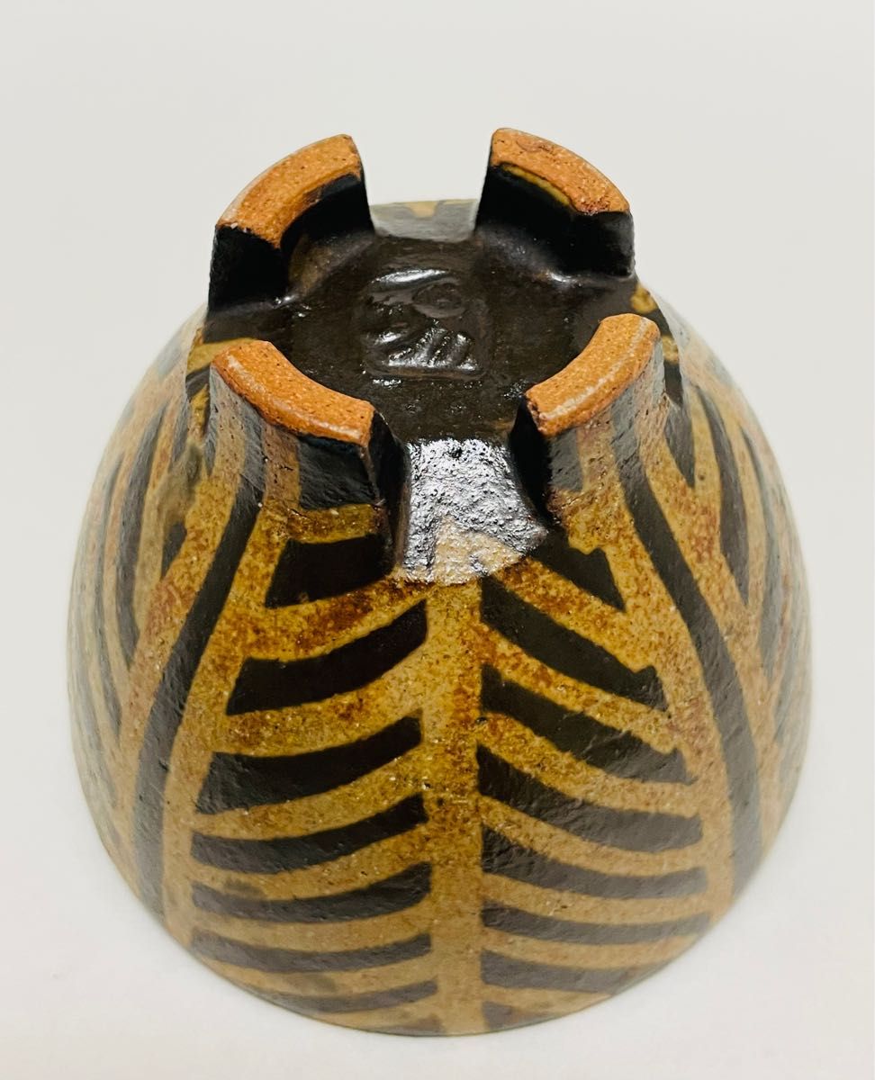 新品・未使用】沖縄 やちむん 南陶窯 久場政一作 灰釉線紋・ドット4つ