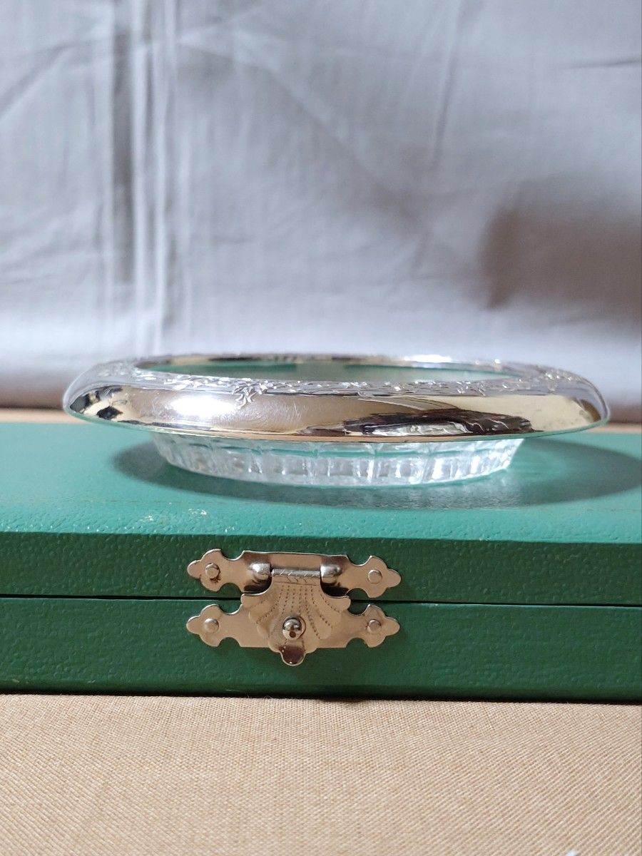 銀製/タレントコースター/2個セット/共箱付/純銀/銀製品/銀器/ガラス