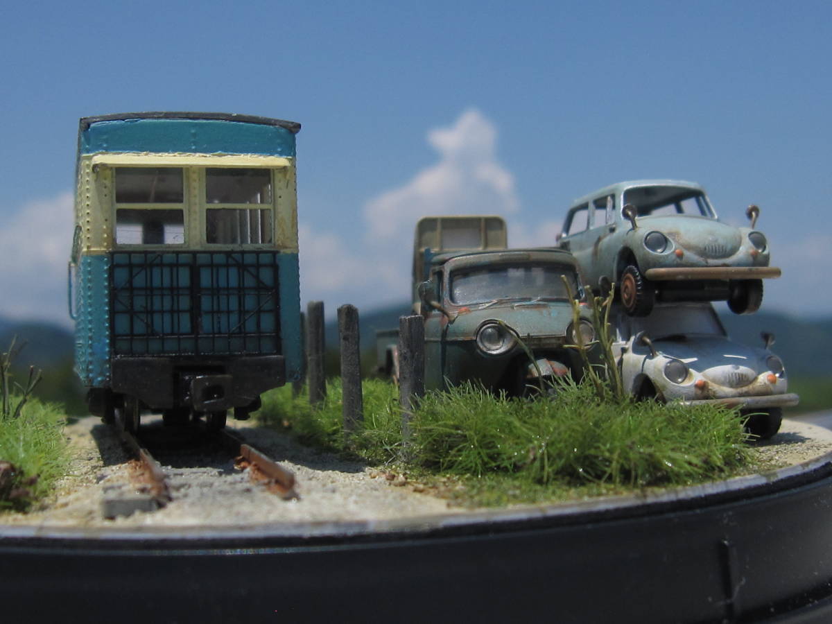 Yahoo!オークション - 軽便鉄道沿線の廃車置き場のミニジオラマ