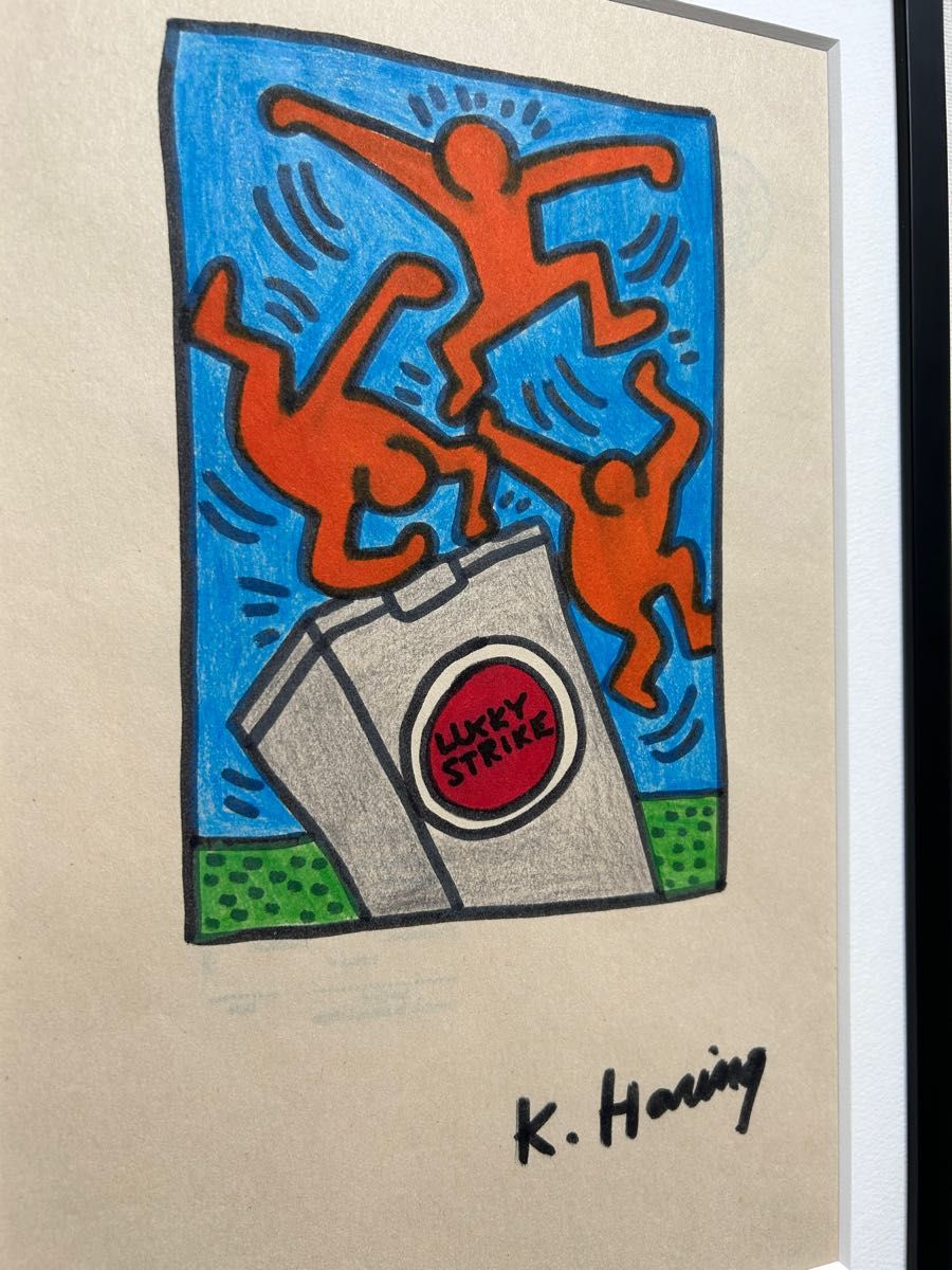 真作貴重】キース・ヘリング直筆手書き財団認証印 鑑定書LUCKY STRIKE