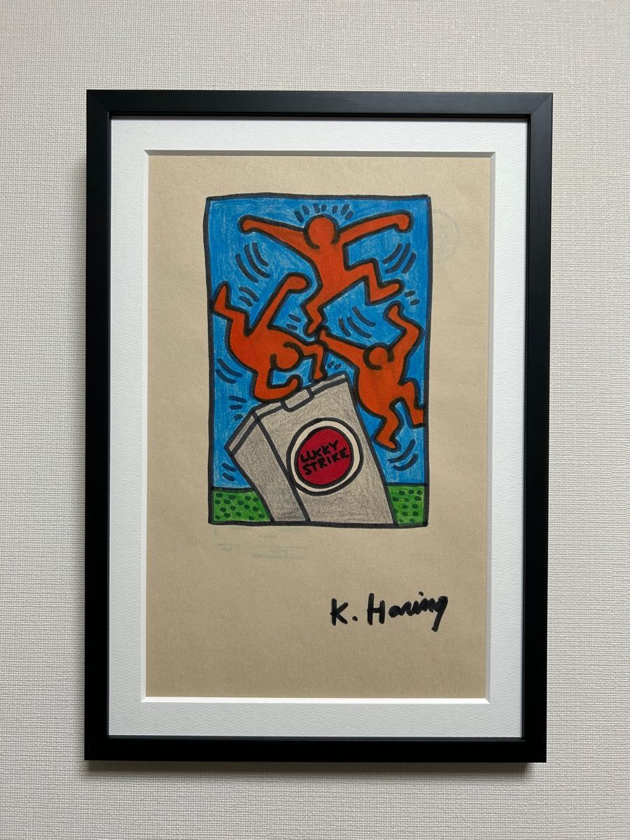 真作貴重】キース・ヘリング直筆手書き財団認証印 鑑定書LUCKY STRIKE