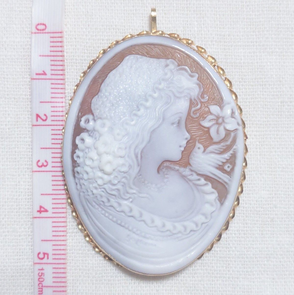 カメオ ブローチ ペンダント トップ 750 K18 イタリア ゴールド カメオ