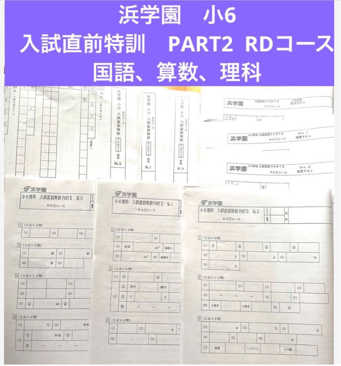 浜学園 小6 入試直前特訓 PART2国語 算数 理科 復習テスト｜Yahoo