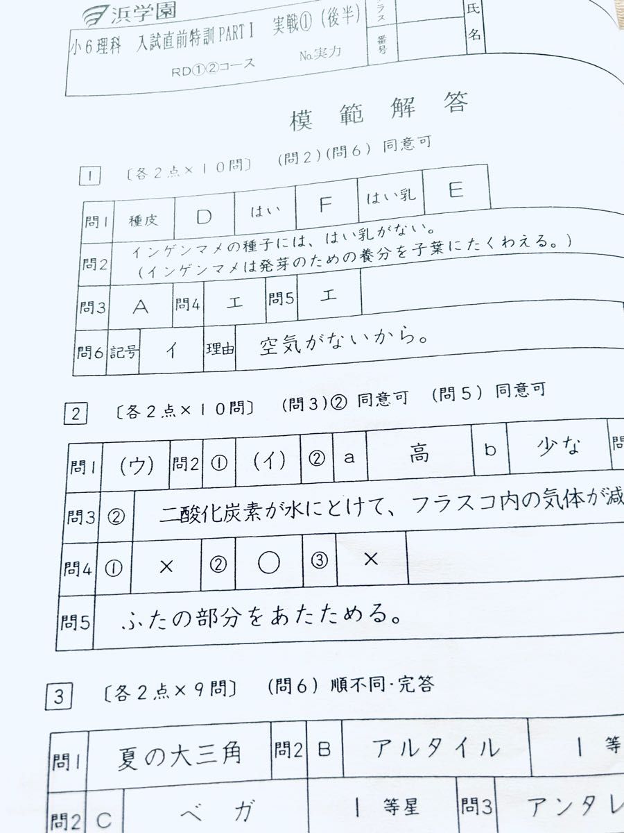 浜学園 小6 入試直前特訓 PART1 国語 算数 理科 RDコース｜Yahoo