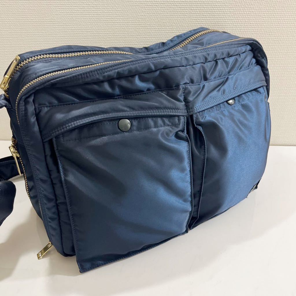 美品 タンカー アイアンブルー 2層 ショルダーバッグPORTER ポーター