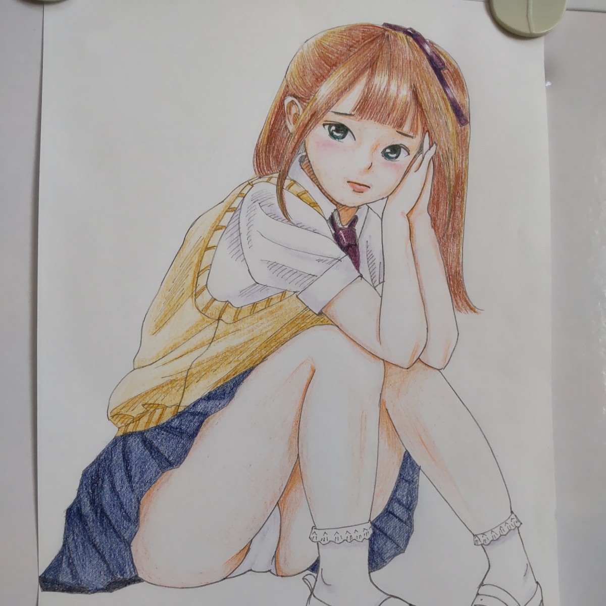 Yahoo!オークション - 手描きイラスト 色鉛筆画B5サイズ 原画 上履き