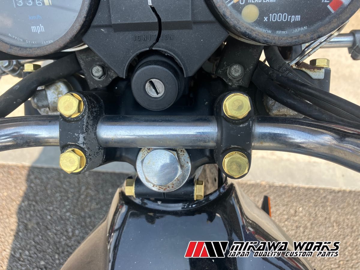 KZ650 Z750FX 2 3 真鍮 トップブリッジ ボルト ワッシャー ナット 3本