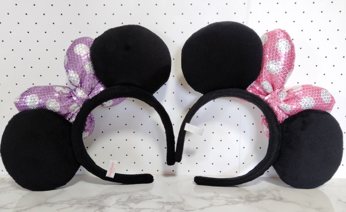 ペア】ディズニー ミニー パープル&ピンク スパンコール カチューシャ