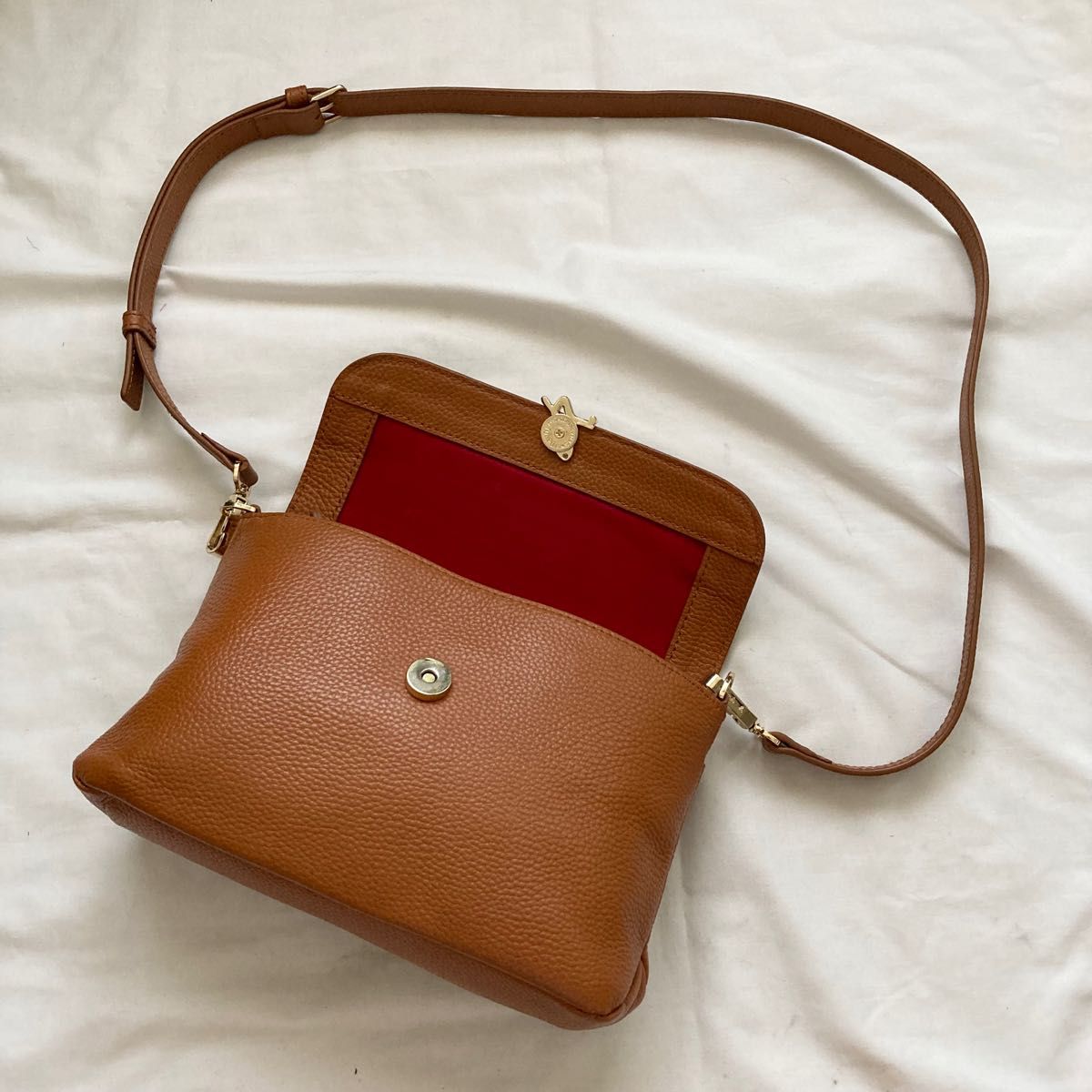 極美品】希少 アニエスベー ショルダーバッグ ブラウン レザー メタル