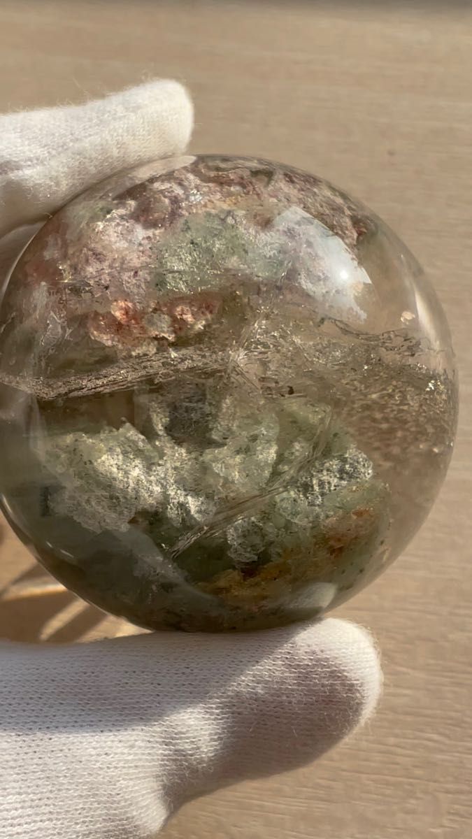 高品質 ガーデンクォーツ スフィア 丸玉 天然石 庭園水晶 クローライト