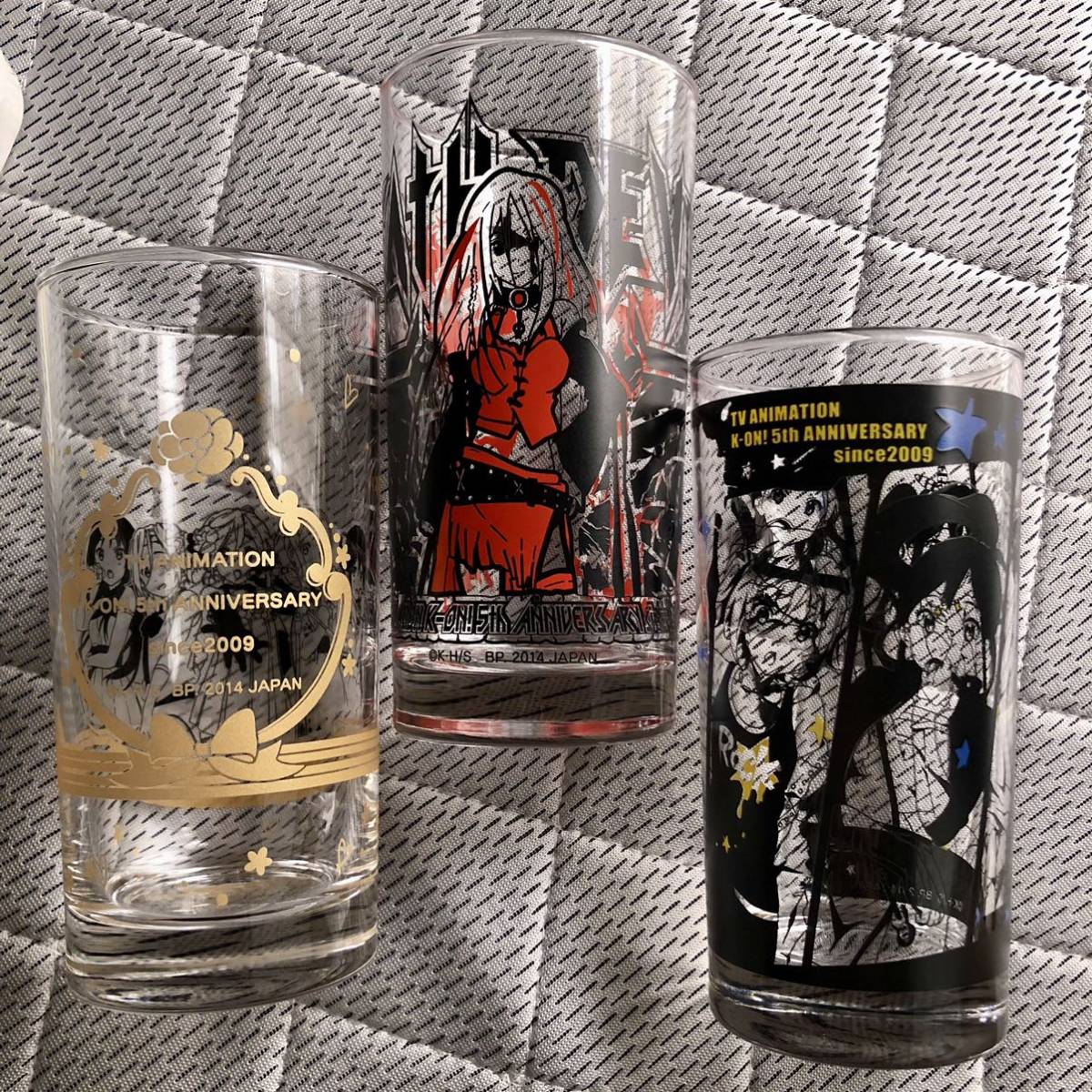 けいおん 5thあにばーさりー グラス 3点セット 平沢唯 秋山澪 田井中律