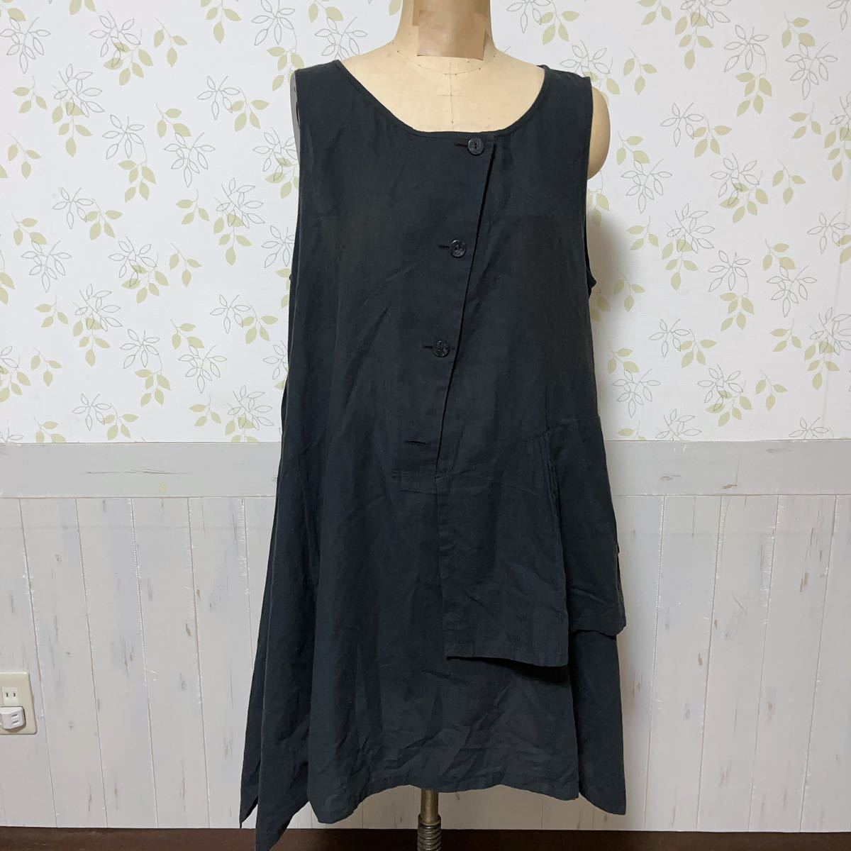 sensounico慈雨 センソユニコ ジウ ノースリーブ ワンピース ブラック