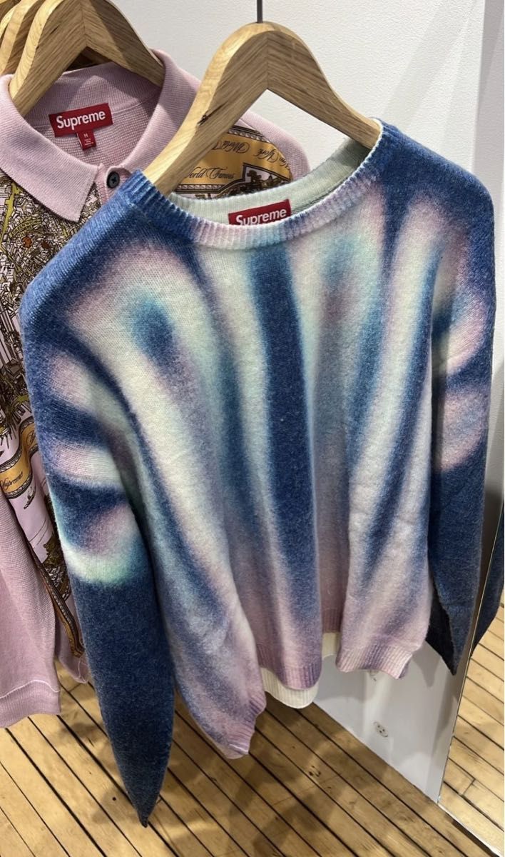 Supreme Blurred Logo Sweater Blue Medium シュプリーム ブラード