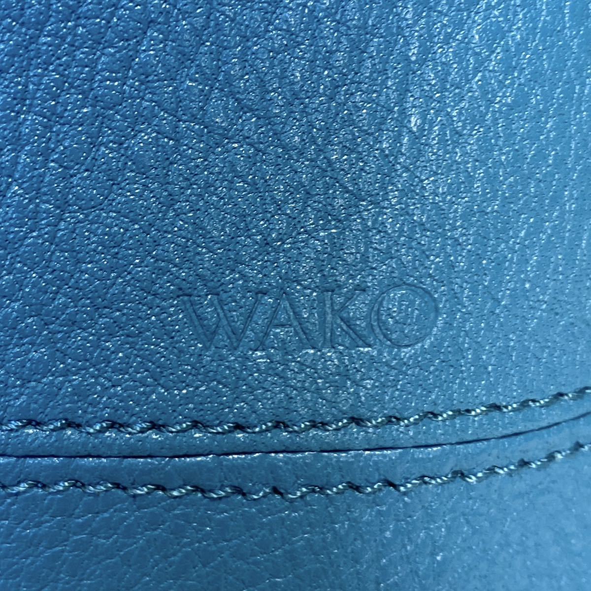 美品 WAKO ワコウ 銀座 和光 シボ革 ライトブルー レザー A4収納