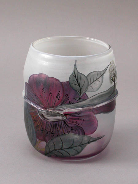 Yahoo!オークション - ドイツ 手吹きオパールガラス エナメル彩花文花