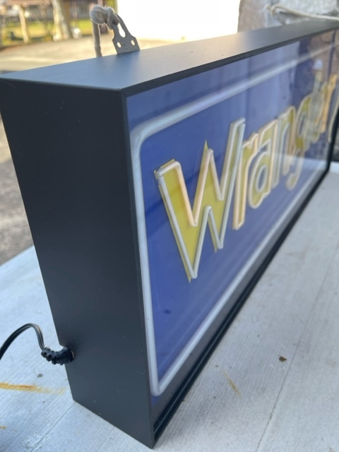 ジャンク品 Wrangler ラングラー 看板 黄色×青 店舗用 年代物