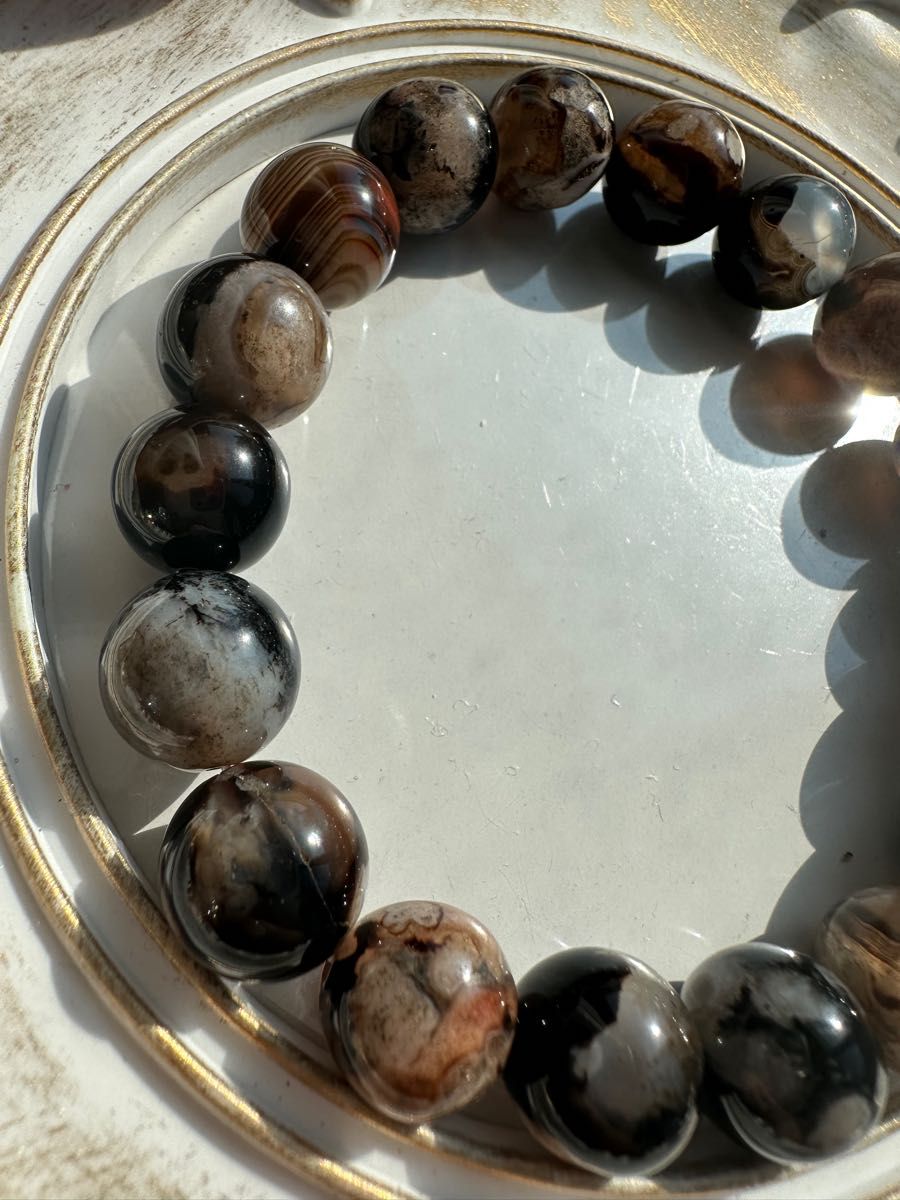 ブラック桜瑪瑙 天然石ブレスレット｜Yahoo!フリマ（旧PayPayフリマ）